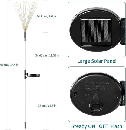 JJGoo Solar Firework Lights, 2 Pack 150 LEDs 2 Lighting Modes Solar Lights Outdoor Waterproof for Garden Patio Walkway Pathway Party Wedding Christmas Decorative - Orange