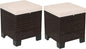 Outsunny 2 Pieces Outdoor Patio Ottomans, All Weather Wicker Outdoor Footstools with Removable Cushions, 3-in-1 PE Rattan Ottoman Seat, Footrest and Side Table for Backyard, Poolside, Cream White