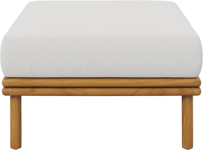 Modway Wren Teak Wood Outdoor Ottoman in Natural Sail