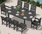 SERWALL 9-Piece Outdoor Dining Set, 60" - 83" Expandable Outdoor Dining Table and 8 HDPE Chairs, All Weather HDPE Outdoor Furniture Set for Backyard, Garden, Black