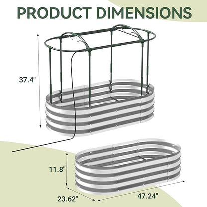Raised Garden Bed with Sprinkler Timer and Self-Watering System, 4x2x1 ft Elevated Planter Boxes Outdoor with Mesh Cover, Galvanized Raised Beds for,Vegetables,Flowers, Backyard, Patio