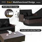 Daybed Sofa, Rattan 2-Piece Set with Adjustable Backrest, Black-Brown