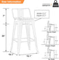 Bar Stools Set of 4 Bar Height Metal Barstools with Wood Seat, 30 Inch