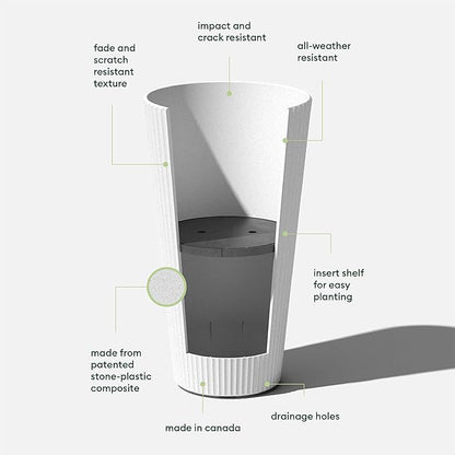 Veradek Demi Series Tall Planter for Porch, Patio, Backyard | Durable Plastic-Concrete Material | Modern Décor for Tall Plants, Grasses