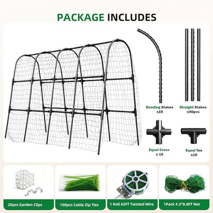 Cucumber Trellis for Raised Bed, U-Shape Garden Arch Metal Support for Climbing Plants, Metal Arch Plant Support Vegetables Trellis, Plant Support for Vine Outdoor(Black, 63*30*47inch(L*W*H))