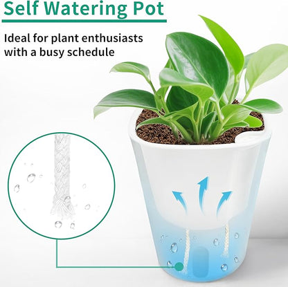 TCBWFY 5 Inch Self Watering Pots for Indoor Plants,5 Sets Self Watering Planter Pots with Visual Water Level Window and Multiple Vents,Self Watering Plant Pot for All House Plants,Flowers,Herbs