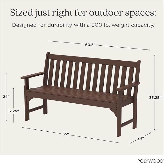 POLYWOOD GNB60MA Vineyard 60" Bench, Mahogany