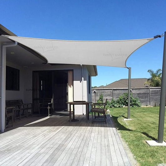 SUNNY GUARD Custom Size 14'x14' Silver Grey Sun Shade Sail Rectangle UV Block Shade for Backyard Yard Patio Deck Garden(Customized)