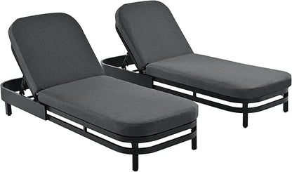 LUMISOL Outdoor Lounge Chair Set of 2, Modern Aluminum Chaise Loungers with Premium Cushions, 5-Level Reclining Chairs for Patio, Poolside, Garden, Grey Cushions