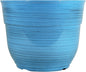 Garden Elements Indoor/Outdoor Glazed Brushed Happy Plastic Planter, Large, Bright Blue, 15"