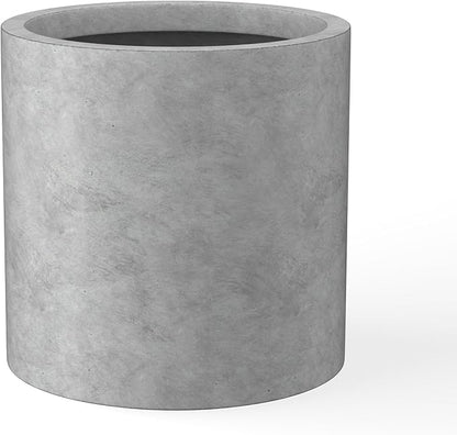 Kante 9.8" Dia Round Concrete Planter, Modern Style Large Cylindrical Plant Pot with Drainage Hole and Rubber Plug for Indoor Outdoor Patio, Natural Concrete