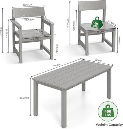 12-Piece HIPS Patio Dining Set for 10 Person Outdoor Dining Sets with Umbrella Hole Tables and Chairs Furniture Set All Weather Proof for Garden, Backyard, Poolside