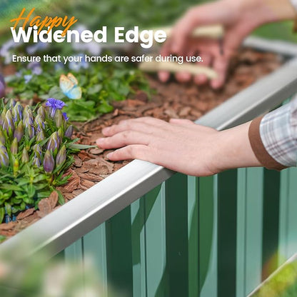 KING BIRD Raised Garden Bed 68" x 36" x 18" Heightened Galvanized Steel Metal Planter Box Outdoor for Deep-Rooted Vegetables, Flowers, Large Raised Bed Kit (Green)