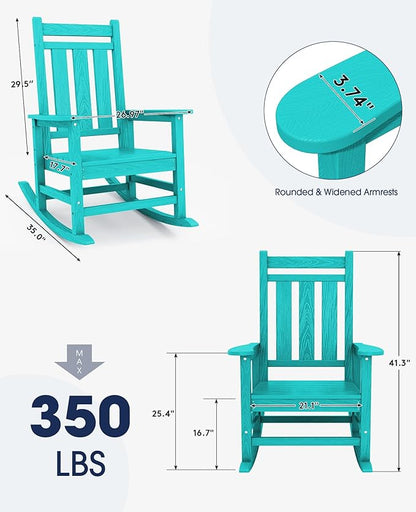 Outdoor Rocking Chairs Set of 2, Aruba, 350 lb Capacity, HDPE