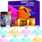 Permanent Outdoor Lights,400ft RGB Outdoor Led Lights,Music Synchronised Eave Light with APP/Remote Control,Waterproof Eave Lights for Halloween,Christmas,Festivals,Parties(Two 200ft Rolls)