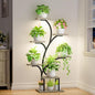Plant Stand Indoor with Grow Lights, 7 Tiered Indoor Plant Shelf, 49" Corner Plant Stands for Indoor Plants, Metal Plant Flower Display Shelf, Tree-Shaped Plant Rack for Home, Patio, Grey