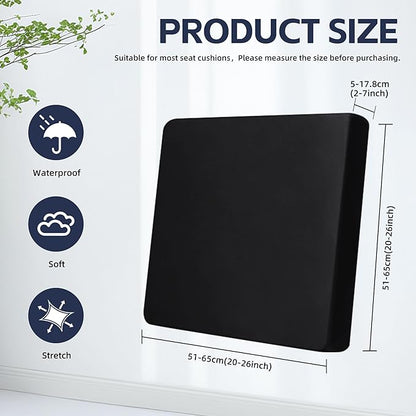 Cushion Covers, 8-Pack Black Stretch-Fit Outdoor Patio Covers