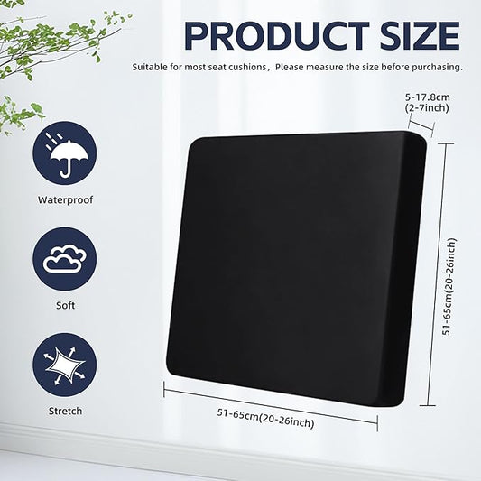 Cushion Covers, 8-Pack Black Stretch-Fit Outdoor Patio Covers