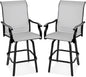Best Choice Products Set of 2 Swivel Barstools, Bar Height Outdoor Chairs, 360 Rotating Patio Bar Stools w/All-Weather Mesh, 300lb Capacity - Gray