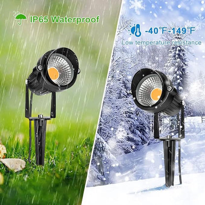 LightingWill 5W Landscape Lighting, Warm White 3000K-3500K, DC 12V LED Low Voltage Landscape Lights, IP65 Waterproof Pathway Lights for Outdoor Garden, Yard, Fence, House, Lawn, Tree, Flags (8 Pack)