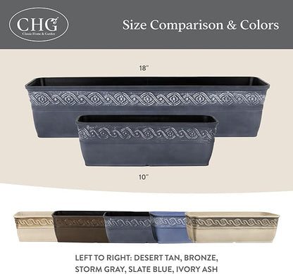 Classic Home and Garden Corinthian Trough, 10", Ivory Ash (Pack of 3)
