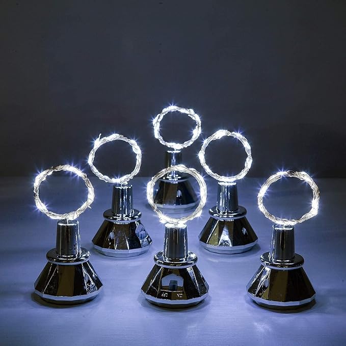 Solar Wine Bottle String Lights, 12 Pack Cool White Diamond