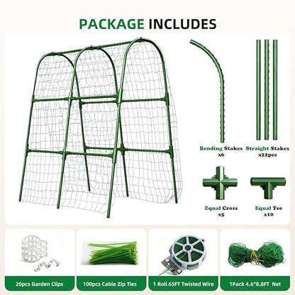 Cucumber Trellis for Raised Bed, U-Shape Garden Arch Metal Support for Climbing Plants, Metal Arch Plant Support Vegetables Trellis, Plant Support for Vine (Green, 31.5 * 30 * 47inch(L*W*H))