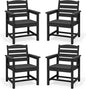 SERWALL Outdoor Dining Chairs Set of 4, All-Weather HDPE Patio Chair with 19.7" Widened Seat, for Backyard, Garden, Black