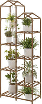 Bamworld Tall Plant Stand Indoor Outdoor Corner Plant Shelf Hanging Plant Holder Wood Flower Stand Plant Decor for Living Room Garden Balcony Patio