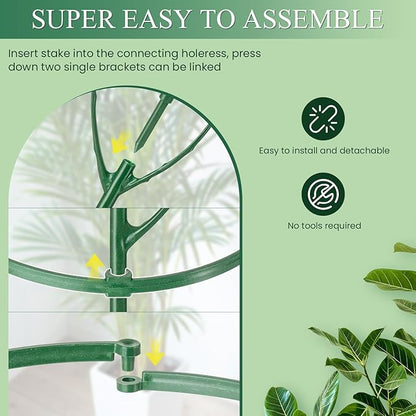 9 Pack Plant Support Stakes & Plant Cage Support Rings, Plant Stakes for Indoor Plants, Stackable Garden Flower Support for Potted Plants, Succulents, Aloe, Small Plants
