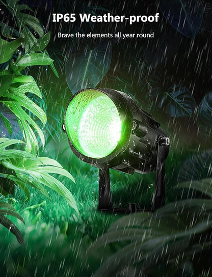 12W RGBW Color Changing Landscape Lights - Low Voltage LED Landscape Lighting, Remote Control Spotlight Outdoor Waterproof Garden Pathway Halloween Christmas Spot Lights, 4 Pack with Connector