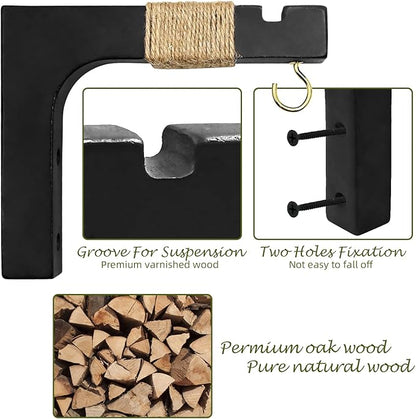 2 Pack Plant Hanger Hooks for Indoor Hanging Plants, Farmhouse Wooden Hanging Basket Wall Hooks for Outdoor Flower Pots Lanterns Wind Chime Lights Garden Decoration