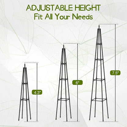 Obelisk Trellis for Climbing Plants Outdoor,6 Ft Garden Trellis for Potted Plants, Metal Trellis with Anti-Rust Coated for Potted Plants Indoor, Plant Support for Vegetables, Vines