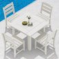 SERWALL Outdoor Dining Set for 4, HDPE Square Table and Chairs Set All Weather Patio Dining Set with 4 Armless Chairs for Patio, White