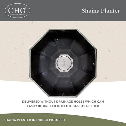 Classic Home and Garden Shaina Planting Pots - Lightweight Indoor & Outdoor Plant Pots - UV-Resistant Resin Flower Pots - Pot Planters for Flowers & Herbs (15” Indigo)