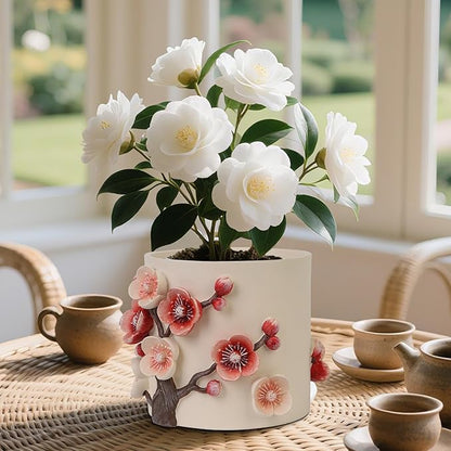Flower Petals Plant Pots - Cute Planters for Indoor Plants, Decorative Plant Pots with Drainage, Funny Unique Planter for Succulents/Snake Plants/Cactus - Retirement Gift for Woman