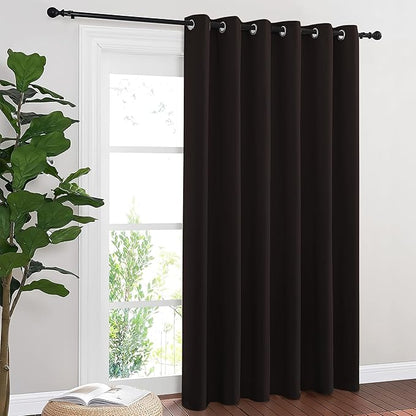 NICETOWN Blackout Sliding Door Curtains 84 Inch Length, Extra Wide Room Divider Grommet Energy Saving Thermal Insulated Curtain for Patio Door Window(W80 x L84, 1 Panel, Toffee Brown)