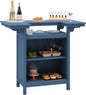 SERWALL Outdoor Bar Table,Patio Bar Cabinet with 4-Tier Storage and Spacious Tabletop for Outside,Poolside, Backyard,Made of HDPE,Blue