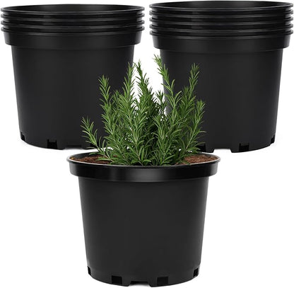 GREANER 2 Gallon Nursery Pots for Plants, 10 PCS Plastic Plant Pot with Drainage Holes for Indoor Outdoor, Garden, Greenhouse(Black)