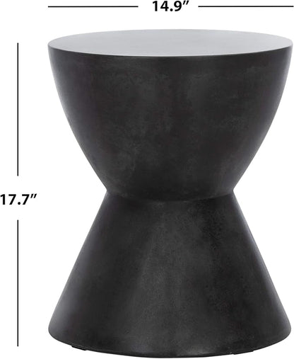 Safavieh Outdoor Athena Black Modern Concrete Round Accent Table
