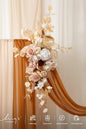 Artificial Flowers Wedding Arch Swag Set, 4 Pieces, White & Beige