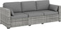 Outsunny Patio Couch PE Wicker Deep Seating Outdoor Sofa with Removable Cushions, 3 Seater Rattan Sofa, Outdoor Furniture for Balcony, Deck, Garden and Poolside, Gray