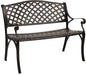 VINGLI 40.5" Patio Garden Bench,Anti- Rust Cast Iron Cast Aluminum Frame for Outdoor Path Yard Lawn Work Entryway Decor Deck (Brown)