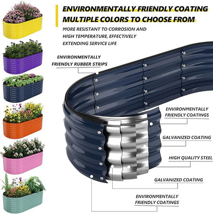 Galvanized Metal Planter Raised Garden Bed Kit for Gardening Outdoor，6x3x2ft Planter Grow Garden Box Raised Flower Bed，Long Vegetable Clearance Herb Raised Garden Beds For Container Gardening