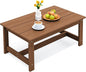 SERWALL HDPE Patio Coffee Table, Rectangle Outdoor Coffee Table, All-Weather Coffee Side Table for Balcony, Poolside, Deck, Garden, Brown