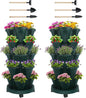 GameXcel Vertical Planter 5 Tier Stackable Planters Garden Planters Strawberry Herb Flower and Vegetable Planter Indoor Outdoor Gardening Pots with Removable Wheels and Tools 2-Pack