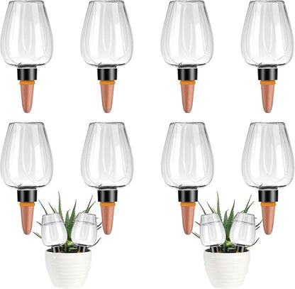 8 Pcs Plant Watering Globes Self Watering Planter Insert Plants Top Fill Water Device Plastic Water Bulbs Slow Release Terracotta for Plants, Clear