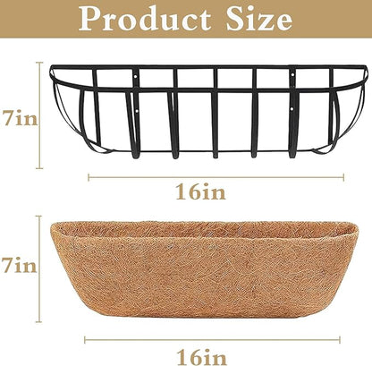 2pack 16-inch Window Sill Window Railing Planters with Cocoa Liner for Outdoor Balconies, Porches, Fences, Patio Railings