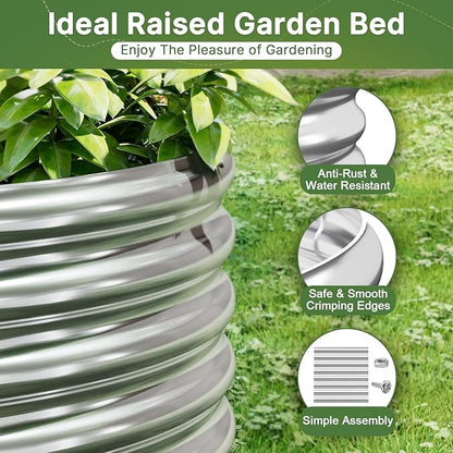 2 PCS Tall 6x3ft Galvanized Raised Garden Bed Outdoor, Metal Garden Bed for Vegetables, Above Ground Garden Box for Flower, Steel Raised Beds for Gardening