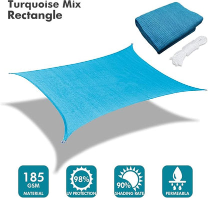 KANAGAWA 7'X7' Turquoise Mix Custom Size Sun Shade Sail Square UV Block Canopy Cover for Patio Backyard Lawn Garden Outdoor (Customized Available)